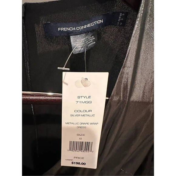 French‎ Connection Drapped Metallic Mini Dress Sz 6 - Picture 5 of 5
